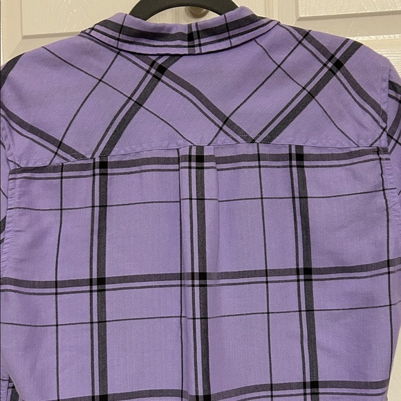 Eddie Bauer Lavender Plaid Shirt Women’s Button-down Short Sleeve lightweight M - Picture 7 of 9